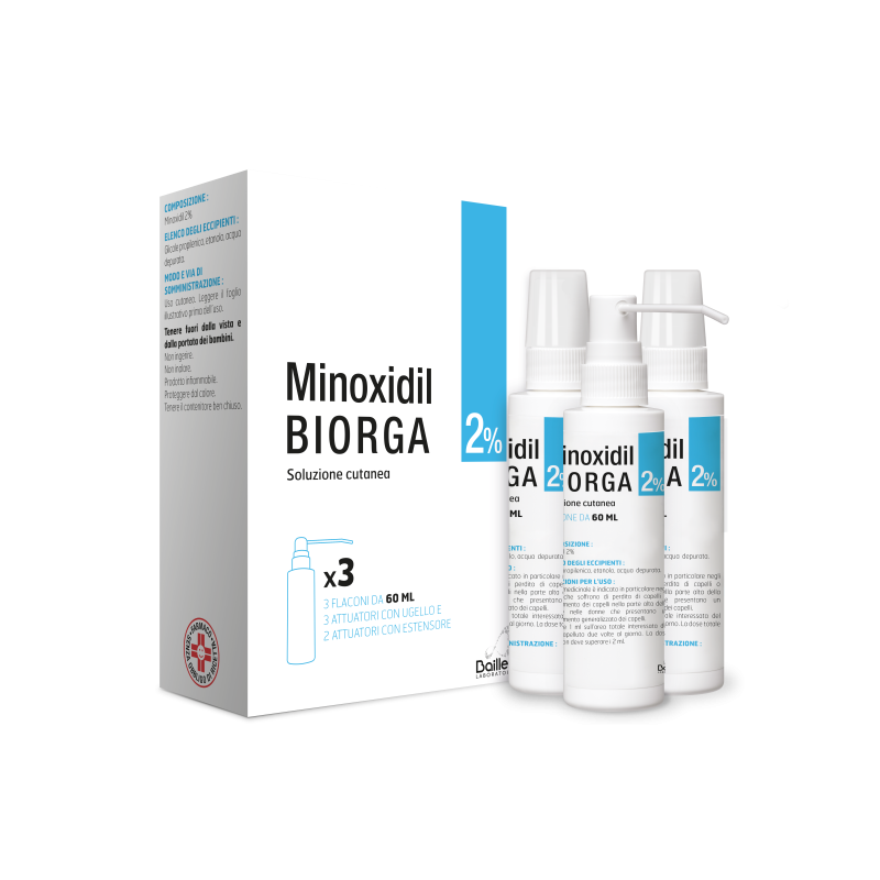 MINOXIDIL BIORGA  Soluzione Cutanea 3 FlaconiL2%          