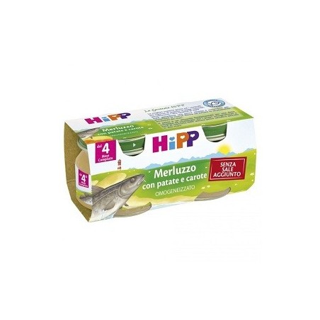 HIPP OMOG MERLUZ/CAR/PAT 2X80G          