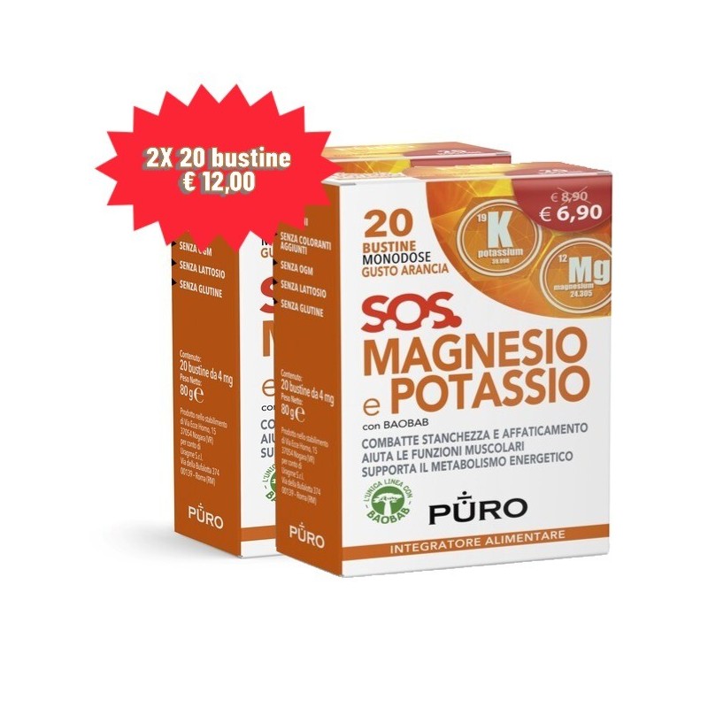 Magnesio e Potassio PURO MGK - BAOBAB 20Bustine - PROMO 2X